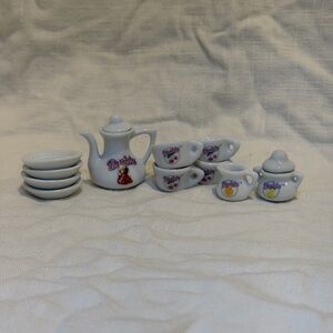 Vintage BARBIE 1994 Porcelain Mini Tea Set 13 Pieces Chilton Toys